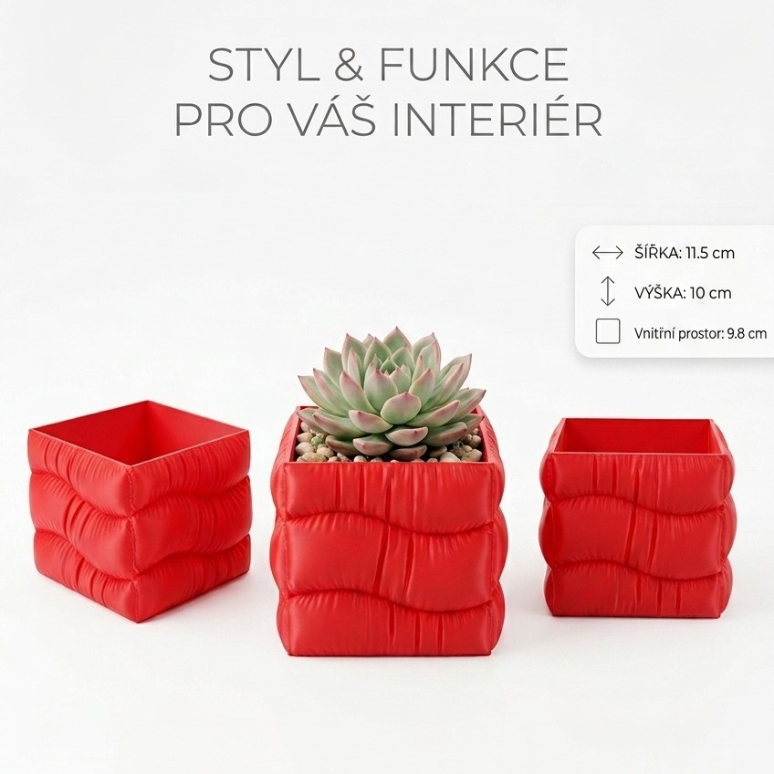 Puffy Květináč - Puffy Planter (Red Edition)